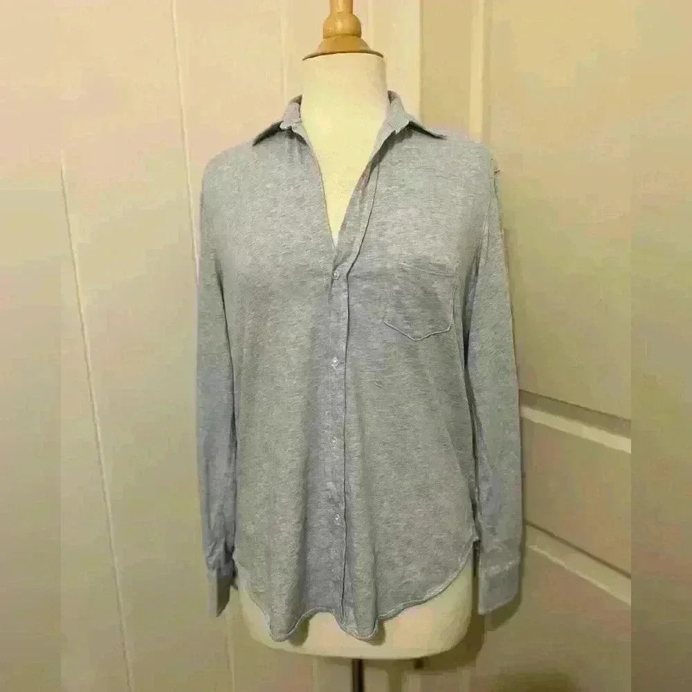 FRANK & EILEEN Eileen Tee Lab Heather Blue Small $248 Comfy Coastal Grandma